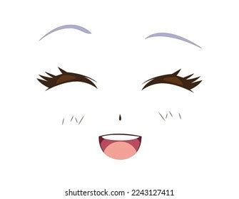 Cute Happy Anime Girl Face Stock Vector (Royalty Free) 2243127411 ...