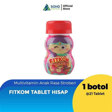 Jual Fitkom Tablet Hisap Multivitamin Anak Rasa Stroberi Botol 21