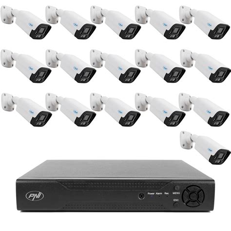 Pachet Supraveghere Video NVR PNI House IP716 Si 16 Camere PNI IP125 Cu