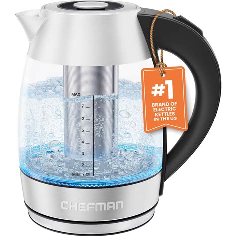 Chefman Electric Kettle For Boiling Water 18l 1500w Removable Tea Infuser Auto Shut Off