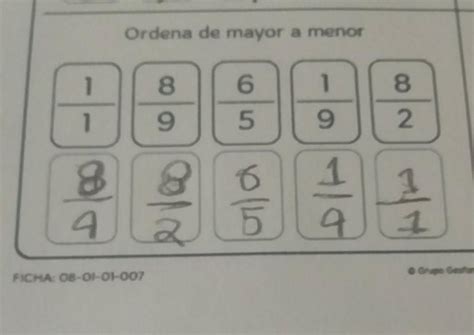 Como Ordenar Fracciones De Menor A Mayor Como La Siguiente Imagen