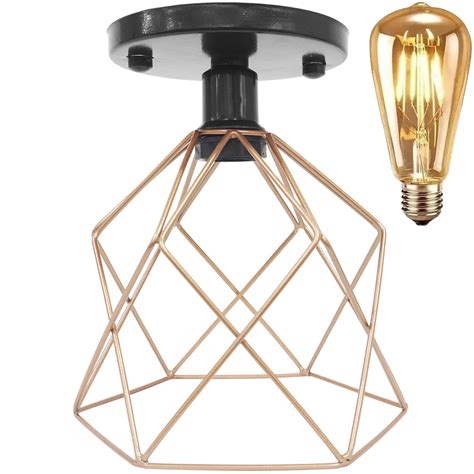 Lustre Teto Plafon Lâmpada Led Industrial Aramado Cálice Cobre Rose