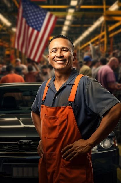 Premium AI Image A Man Stands In Front Of A Flag That Says Quot Happy