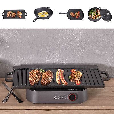 Non Stick Cast Iron Griddle Pan Skillet Cooking Plate Hob Stove Bbq