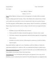 Marbury V Madison Case Brief Docx Kaniyah Moore Class Law