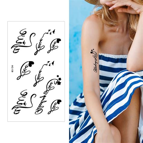 Waterproof Sweat Disposable English Tattoo Stickers Small Fresh Male