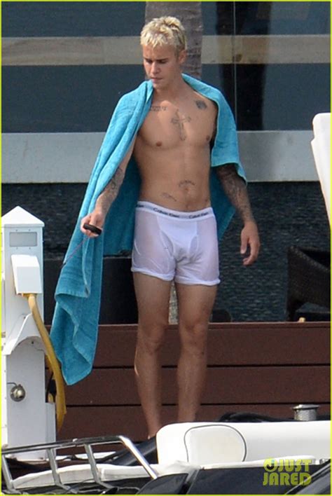 Justin Bieber S White Underwear Turns See Through While Wakeboarding In