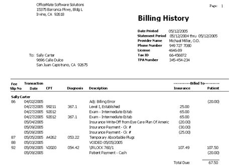 billing history