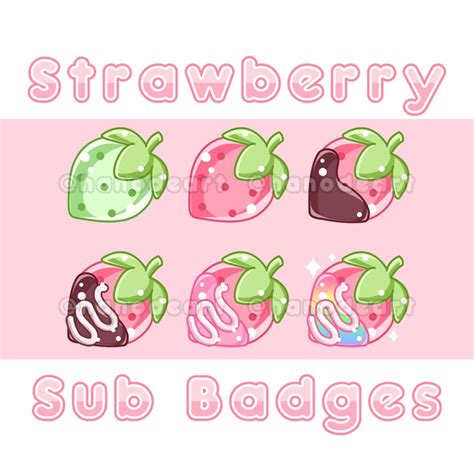 Strawberry Sub Badges Tiers Etsy