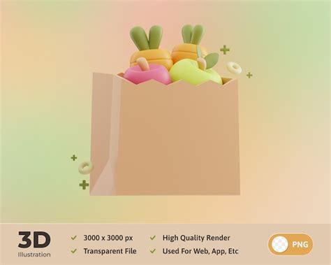 Premium Psd Shopping Bag Grocery D Illustration