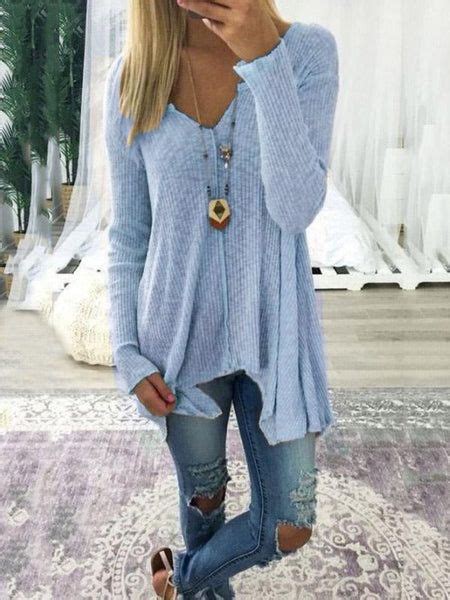 Latest Solid Color Long Sleeves Sweater Tops Blouses For Women Fashion Women