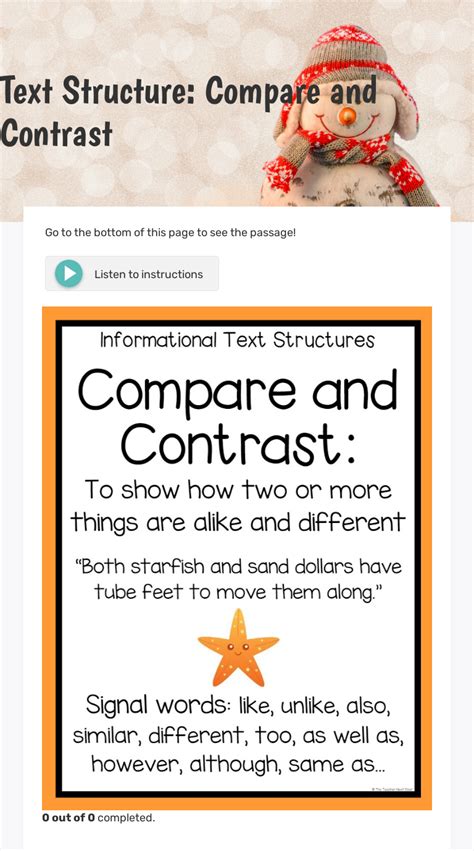 Text Structure Compare And Contrast Interactive Worksheet By Lindsey Martin Wizer Me