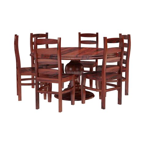 Minsk Rustic Traditional Rosewood Pedestal Dining Table And Chair Sets