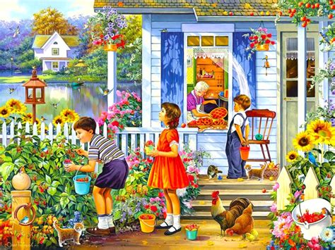 Solve Picking Berries At Grandma S Jigsaw Puzzle Online With 130 Pieces