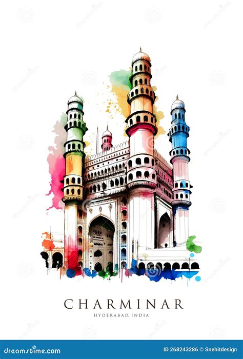 Charminar In Hyderabad Cityscape Cartoon Vector Cartoondealer