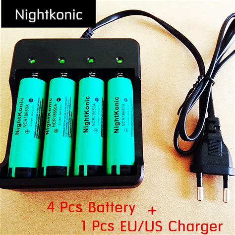 Nightkonic 4 PCS LOT 18650 Battery 3 7V Li Ion Rechargeable Battery