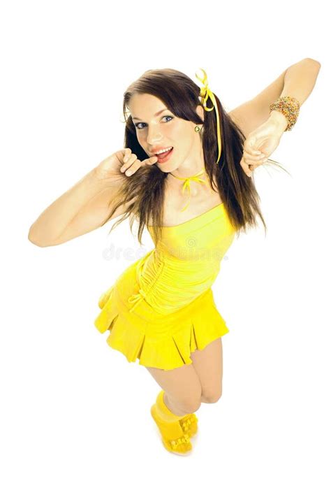 Sex Girl In A Yellow Dress Stock Image Image Of Happy 10830447