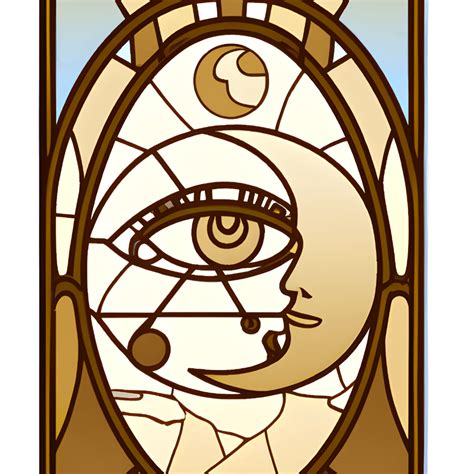 Gr Fico Art Nouveau Surreal Em Vitral De Champanhe Lua Celestial