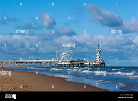 Ferris Wheel And Bungee Jumping Tower At Scheveningen Pier North Sea