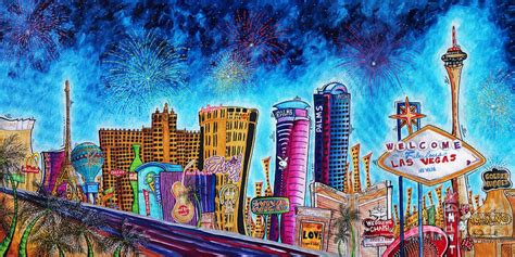 Viva Las Vegas A Fun And Funky Pop Art Painting Of The Vegas Skyline