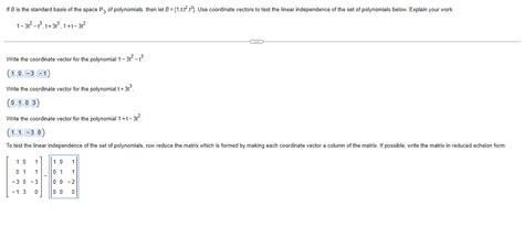 Solved If B Is The Standard Basis Of The Space P Of Chegg