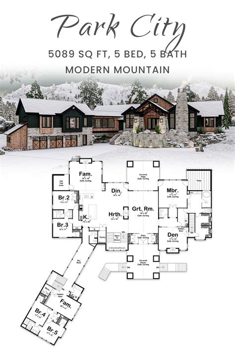 1 Story Modern Mountain House Plan | Park City in 2021 | Modern ...