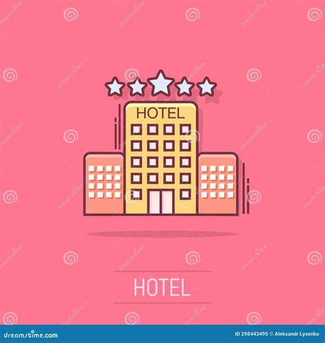 Vector Cartoon Hotel Icon In Comic Style Tower Sign Illustration Pictogram Stock Vector