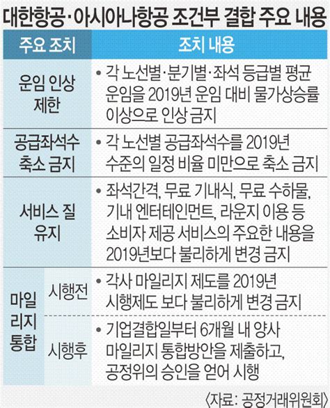 대한항공 아시아나 결합 승인 10년간 슬롯·운수권 반납 조건 국민일보