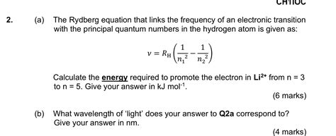 Solved The Rydberg equation that links the frequency of an | Chegg.com