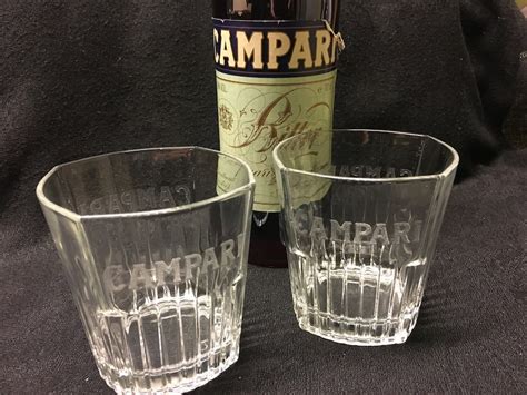 2 Vintage Campari Glasses With Inscription Campari Etsy