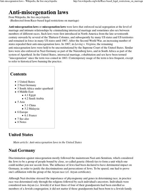 Anti-Miscegenation Laws - Wikipedia, The Free Encyclopedia | Marriage | Kinship And Descent