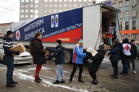 Ukraine Konflikt Russland Hilfsgüter für Geflüchtete in Nowosibirsk