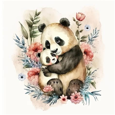 Premium Photo Cute Watercolor Panda Illustration Generative Ai