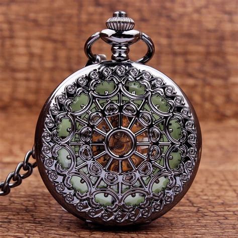 New Luminous Mechanical Pocket Watch Steampunk Vintage Hollow Cover