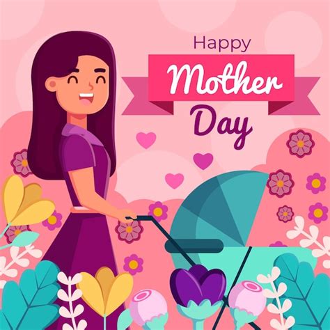 Free Vector Flat Mothers Day Illustration