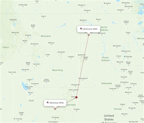 All Flight Routes From Montrose To Dickinson Mtj To Dik Flight Routes