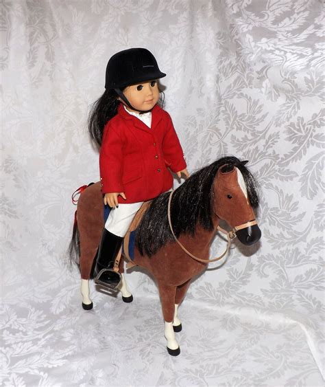 American Girl Doll Red Equestrian Horseback Riding Outfit And Saddled