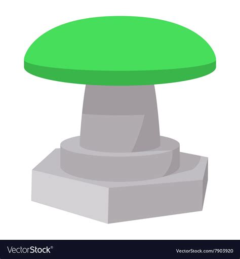 Green Button Icon Cartoon Style Royalty Free Vector Image