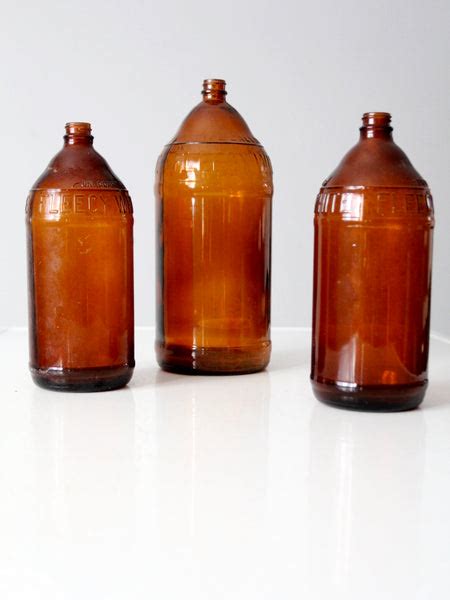 Antique Brown Glass Bottles Set 3 86 Vintage