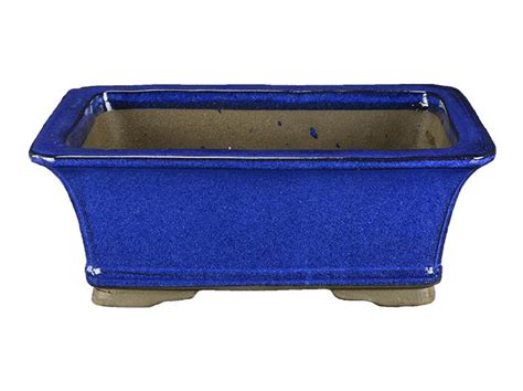 Vasi Per Bonsai Vaso Per Bonsai Rettangolare In Gres Smaltato Blu