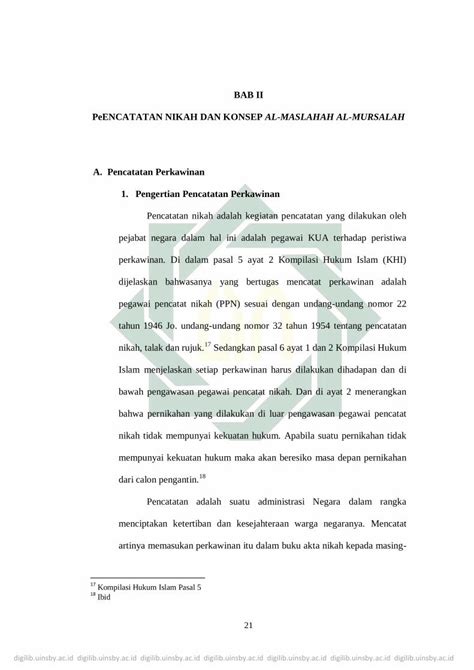 Pdf Bab Ii Peencatatan Nikah Dan Konsep Al Maslahah Digilib Uinsby