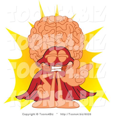 Vector Illustration Of A Cartoon Human Brain Mascot Super Hero By