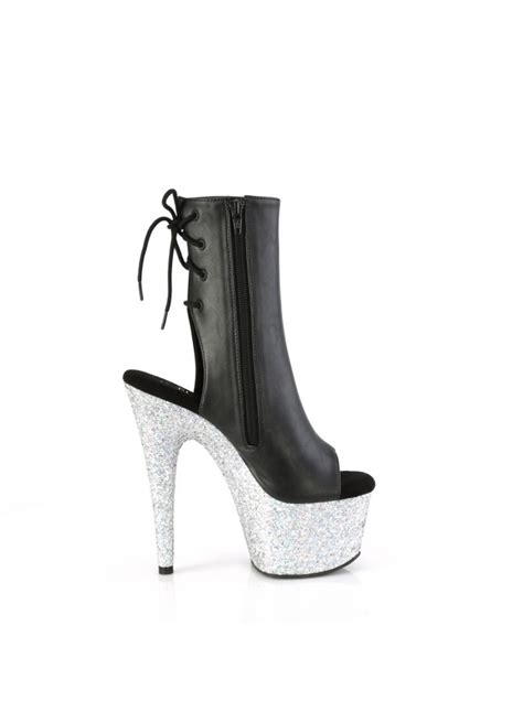 Black Rhinestone Platform Ankle Boot 7 Inch Heel Adore 1018g