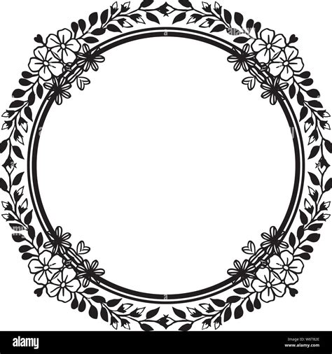 Flower Frame Template Black White Background Design Of Greeting Card Vector Illustration