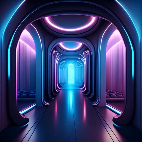 Premium Photo Futuristic Corridor Interior Space Room Cosmic Hallway