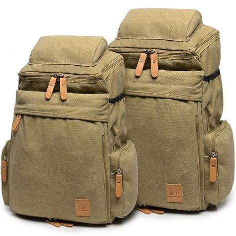 Retro Camping Zippered Backpack Washing Color Canvas Extensible Large ...