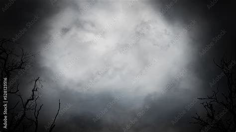 Spooky Halloween Background Dark Horror Background Gray Smoke Stock