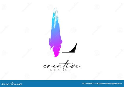 Brush Stroke Letter L Logo Desgn With Artistic Colorful Blue Purple