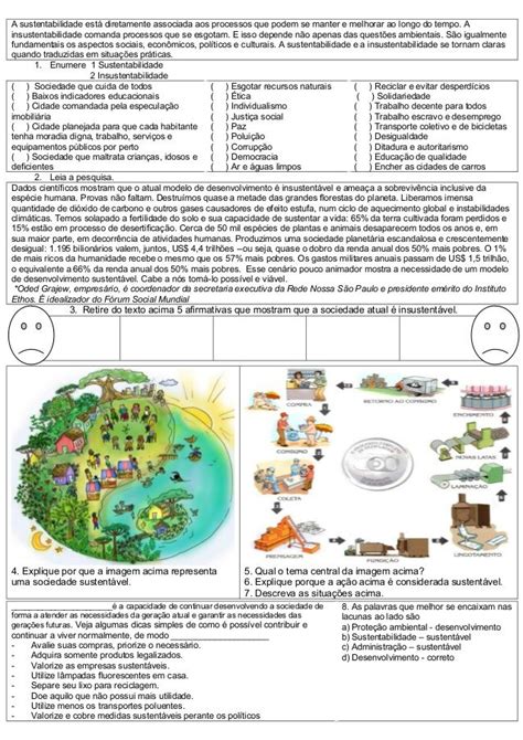 ATIVIDADES DIVERSAS CLÁUDIA Atividades Interpretação Sust Educação