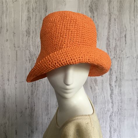 Crochet Raffia Bucket Hat Raffia Panama Knit Hat Etsy